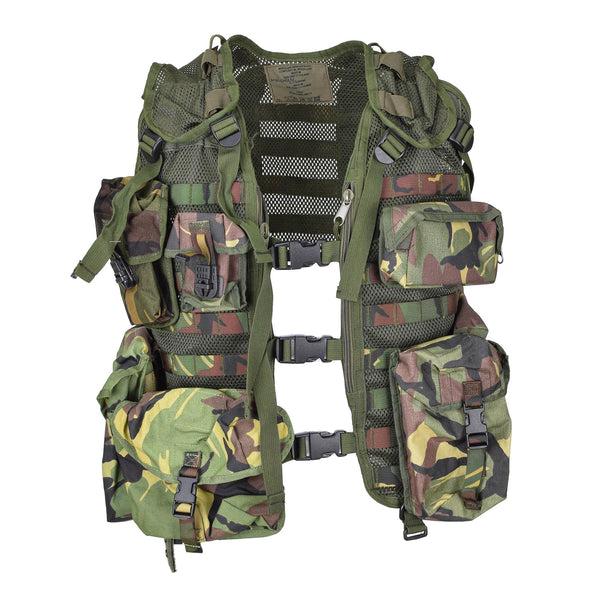 Original niederländisches militärisches taktisches Westenset mit 7 modularen Molle-Taschen DMP woodland