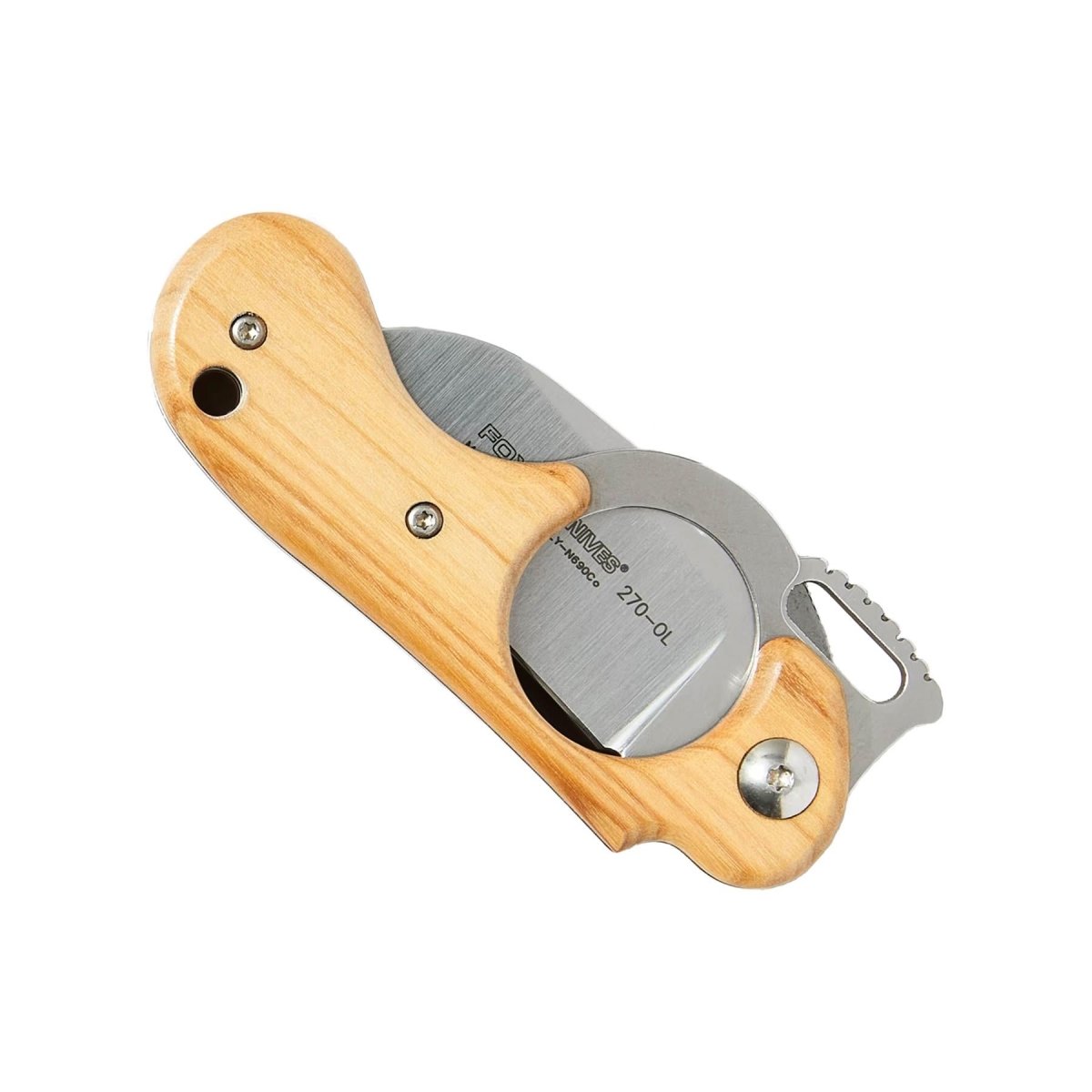 Fox Knives Brand Italy Elite Klappmesser, Griff aus Edelstahl und Olivenholz