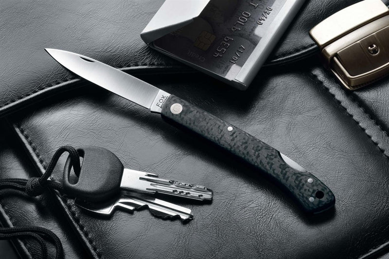 Fox Knives Brand Italy folding knife stainless steel 440C Carbon fiber handle - GoMilitar