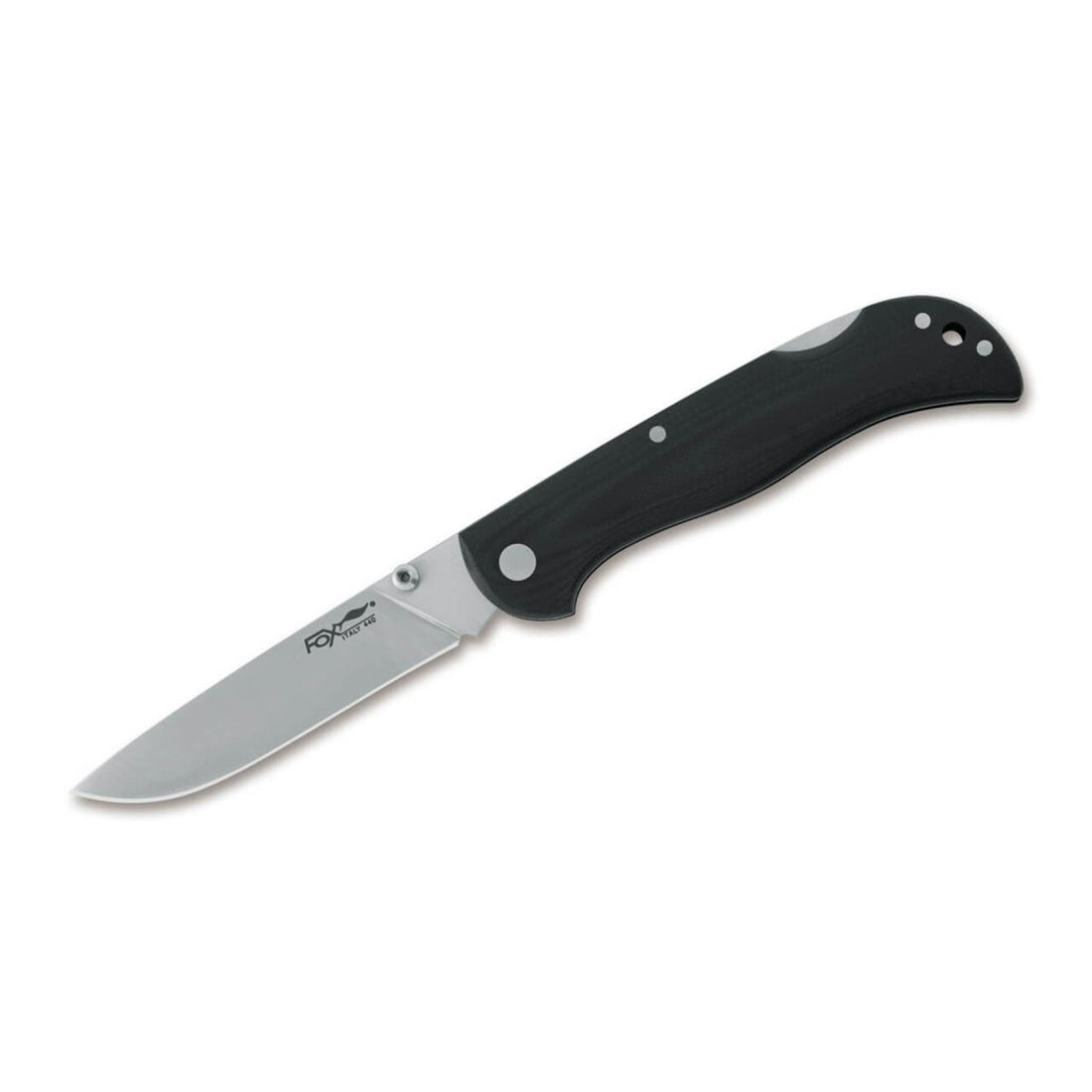 Fox Knives Brand Italy Modell 500 schwarzes Klapptaschenmesser aus Edelstahl
