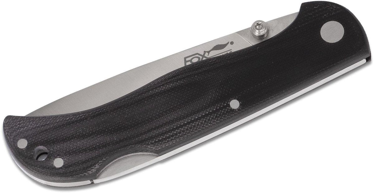 Fox Knives Brand Italy Modell 500 schwarzes Klapptaschenmesser aus Edelstahl
