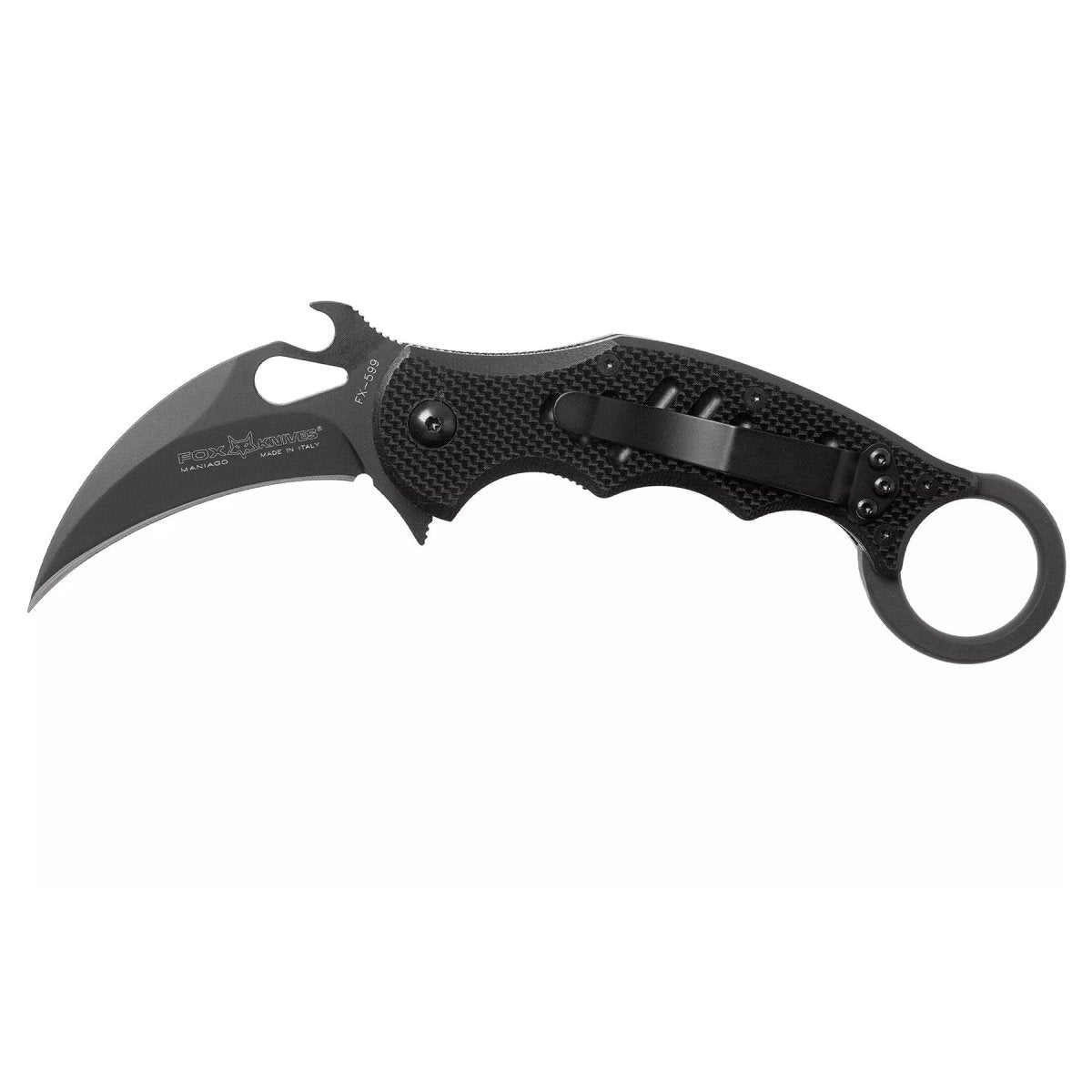 Fox Knives FX-599 FKMD Mini-Karambitmesser mit klappbarer Bohler N690Co-Stahlklinge