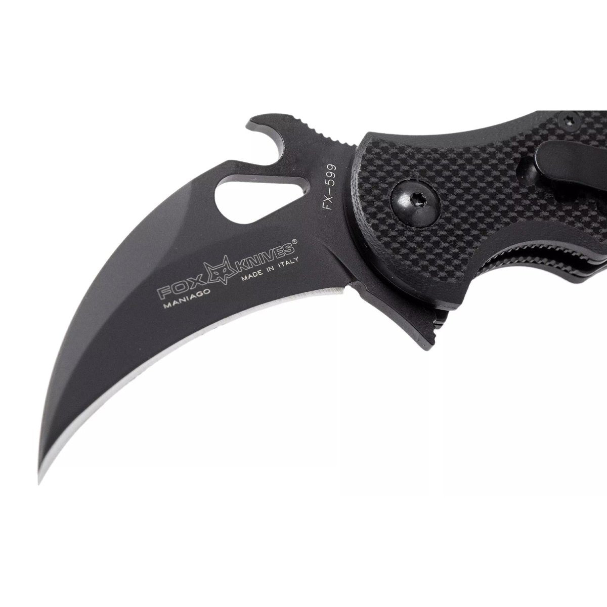 Fox Knives FX-599 FKMD Mini-Karambitmesser mit klappbarer Bohler N690Co-Stahlklinge
