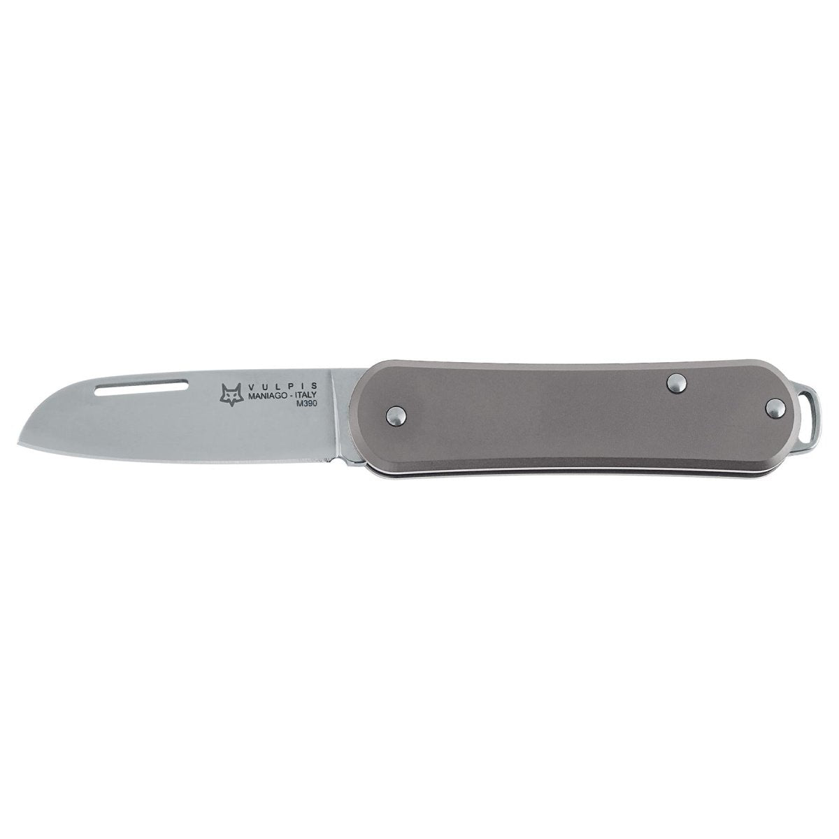 Fox Knives VULPIS Klapptaschenmesser Drop Point Edelstahl M390 Grau