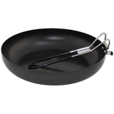 Fox Outdoor-Bratpfanne, Stahl, faltbar, gummibeschichteter Griff, Emaille-Deckel, schwarz