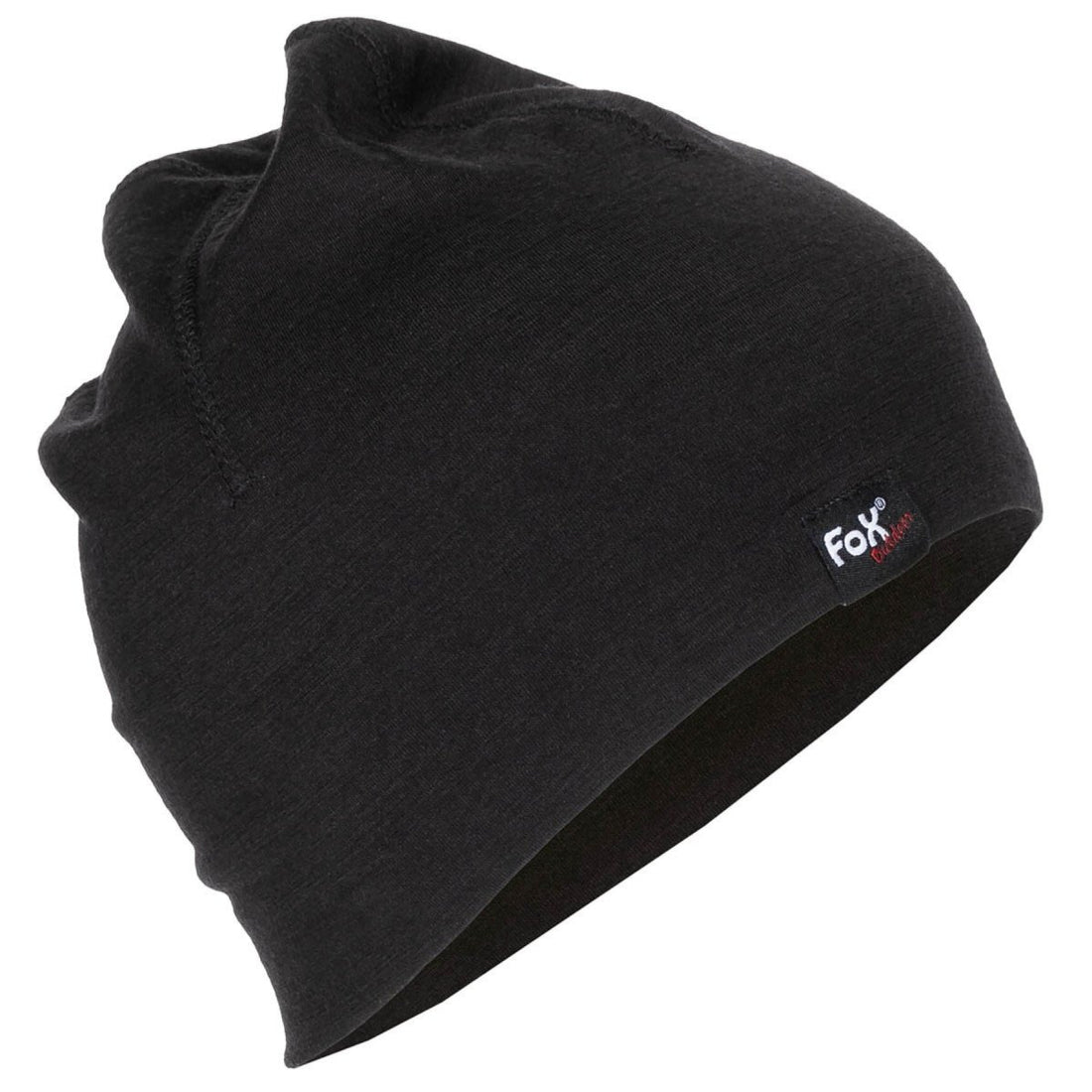 Fox Outdoor Beanie aus Merinowolle, leicht, atmungsaktiv, schnell trocknend, Schwarz