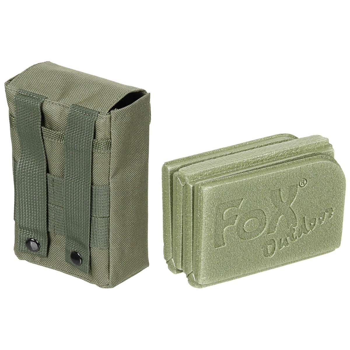 Fox Outdoor Thermo-Sitzpolster, rutschfest, faltbar, Molle-Tasche inklusive Olive