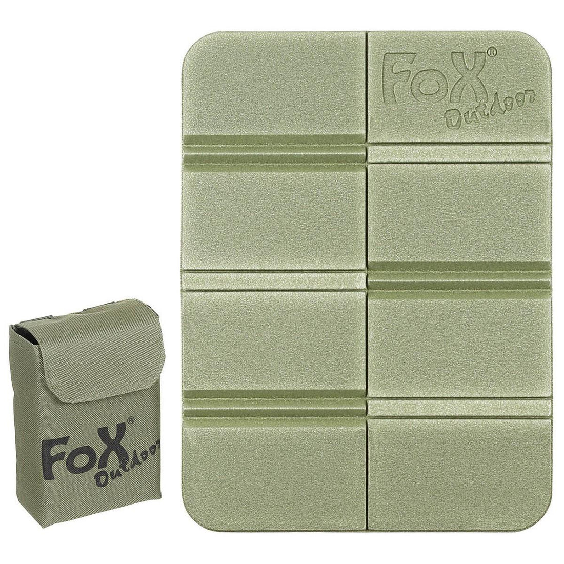 Fox Outdoor Thermo-Sitzpolster, rutschfest, faltbar, Molle-Tasche inklusive Olive