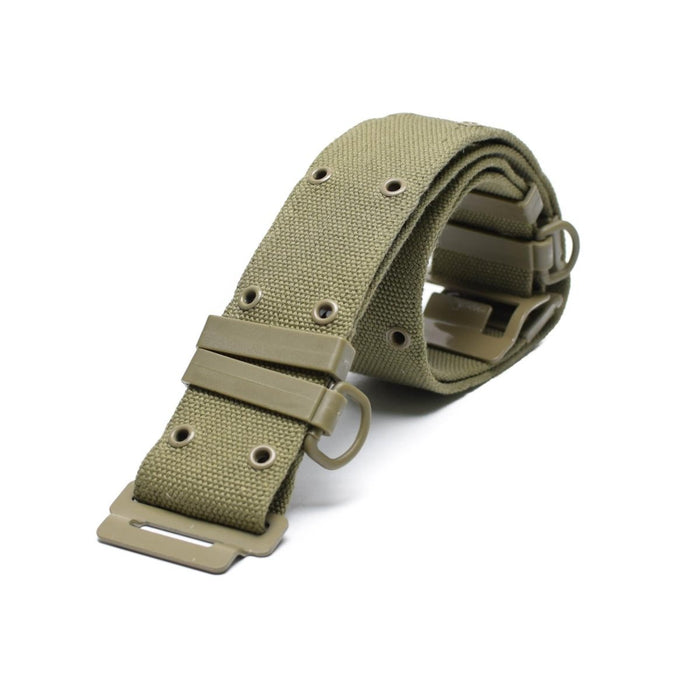 Taktischer, robuster Kampfgürtel der französischen Armee in Khaki mit verstellbarem Canvas-Riemen und Alice-Befestigungssystem
