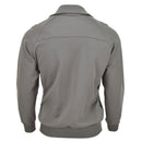Back view of Genuine Austrian Army grey military surplus sports jacket with ribbed cuffs and hem.