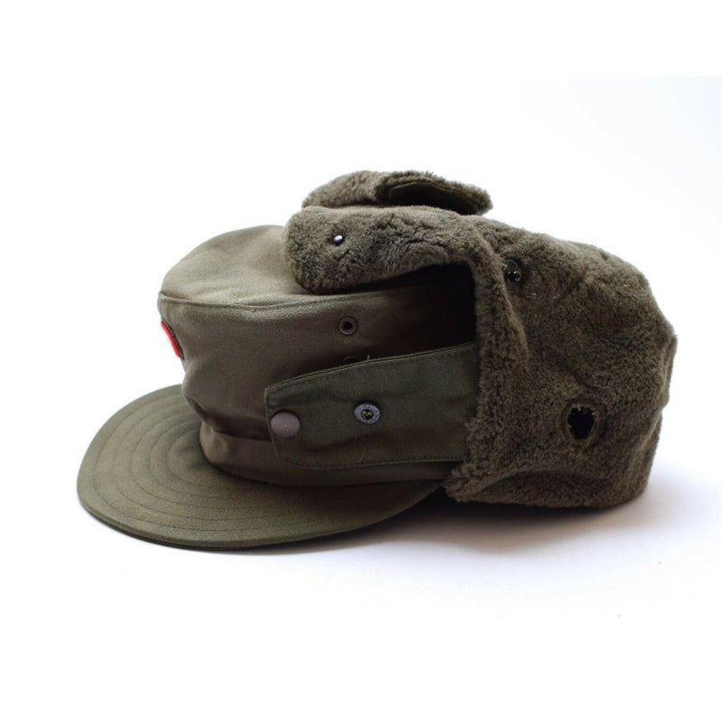 Genuine Austrian Army Military Winter Cap Olive O.D Insignia Badge hat - GoMilitar