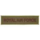 Genuine British Army Royal Air Force cloth badge patch with embroidered RAF insignia in military green and brown colors