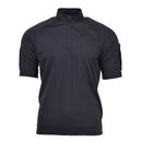 Black British police activewear polo shirt with short sleeves and zip collar, breathable and lightweight design