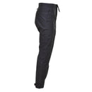 Side view of black Genuine British Metropolitan police waterproof outdoor rain trousers