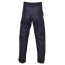 Genuine British police waterproof rain trousers in blue, designed for wet weather and outdoor use.