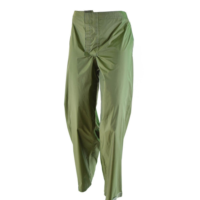 Vintage-Regenhose aus echtem, olivgrünem, echtem dänischem Armeematerial aus strapazierfähigem, leichtem Polyamid-Gewebe