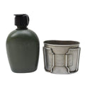 Original Feldflasche der niederländischen Armee mit Beutel und Edelstahlbecher, Deckelkappe, Alice Clips