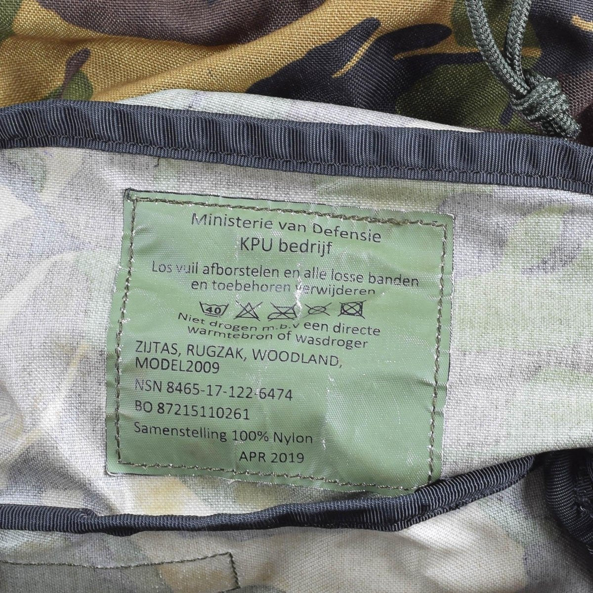 Echter niederländischer Militärrucksack mit DPM-Muster, Kampfrucksack, 60 l, taktischer Tagesrucksack