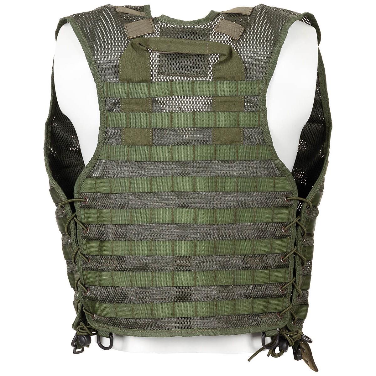 Original holländisches Militär-Westenset in Olivgrün, 7-teilig, modulare Molle-Taschen im Waldtarnmuster