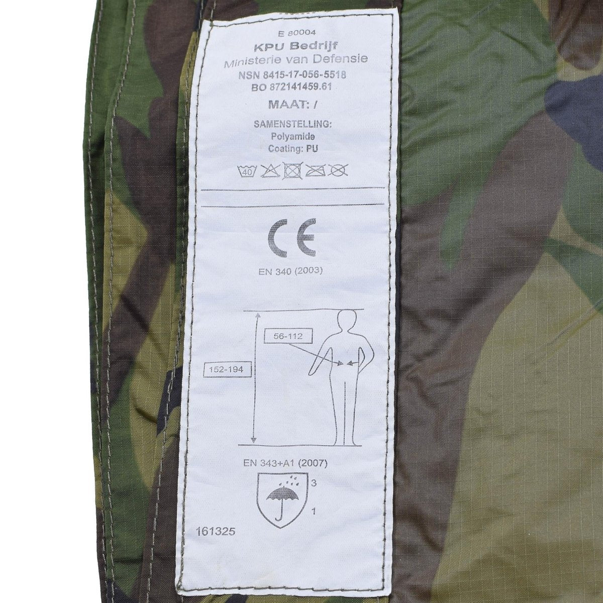 Echter holländischer Poncho Zeltunterstand DPM Camouflage wasserdichtes Ripstop-Material NEU