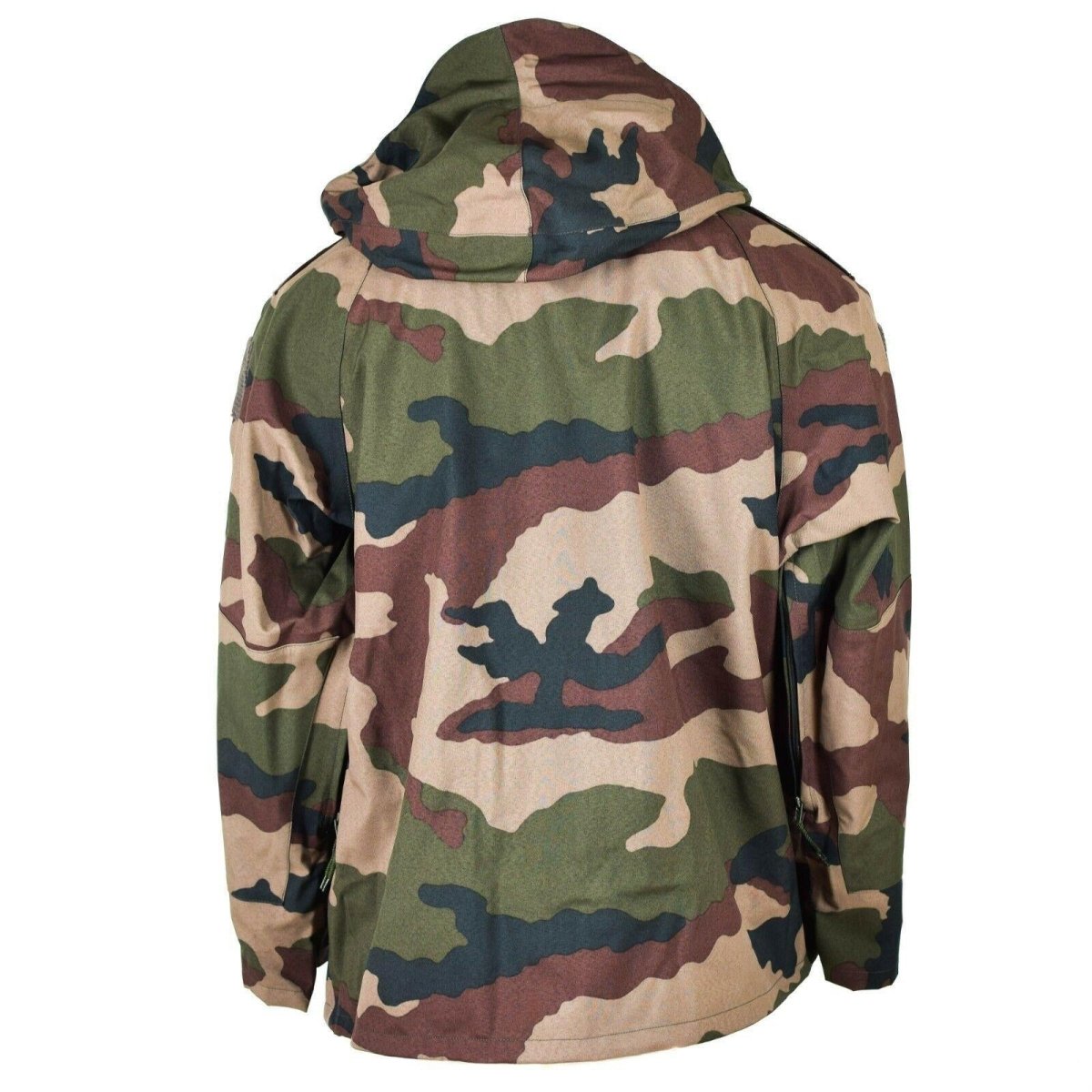 Echte wasserdichte Trilaminatjacke der französischen Armee, Camouflage-Goretex-Regenparka mit Kapuze