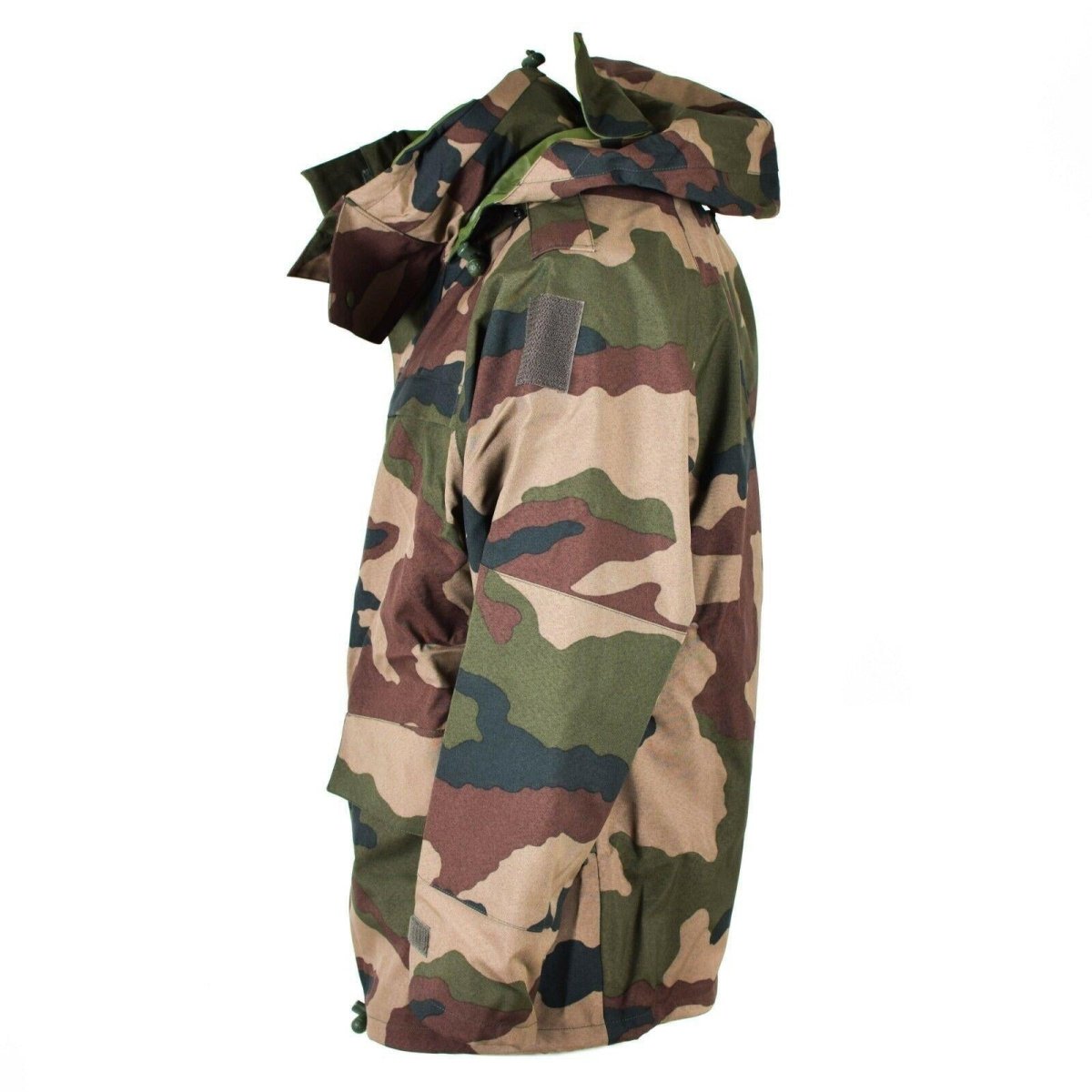 Echte wasserdichte Trilaminatjacke der französischen Armee, Camouflage-Goretex-Regenparka mit Kapuze