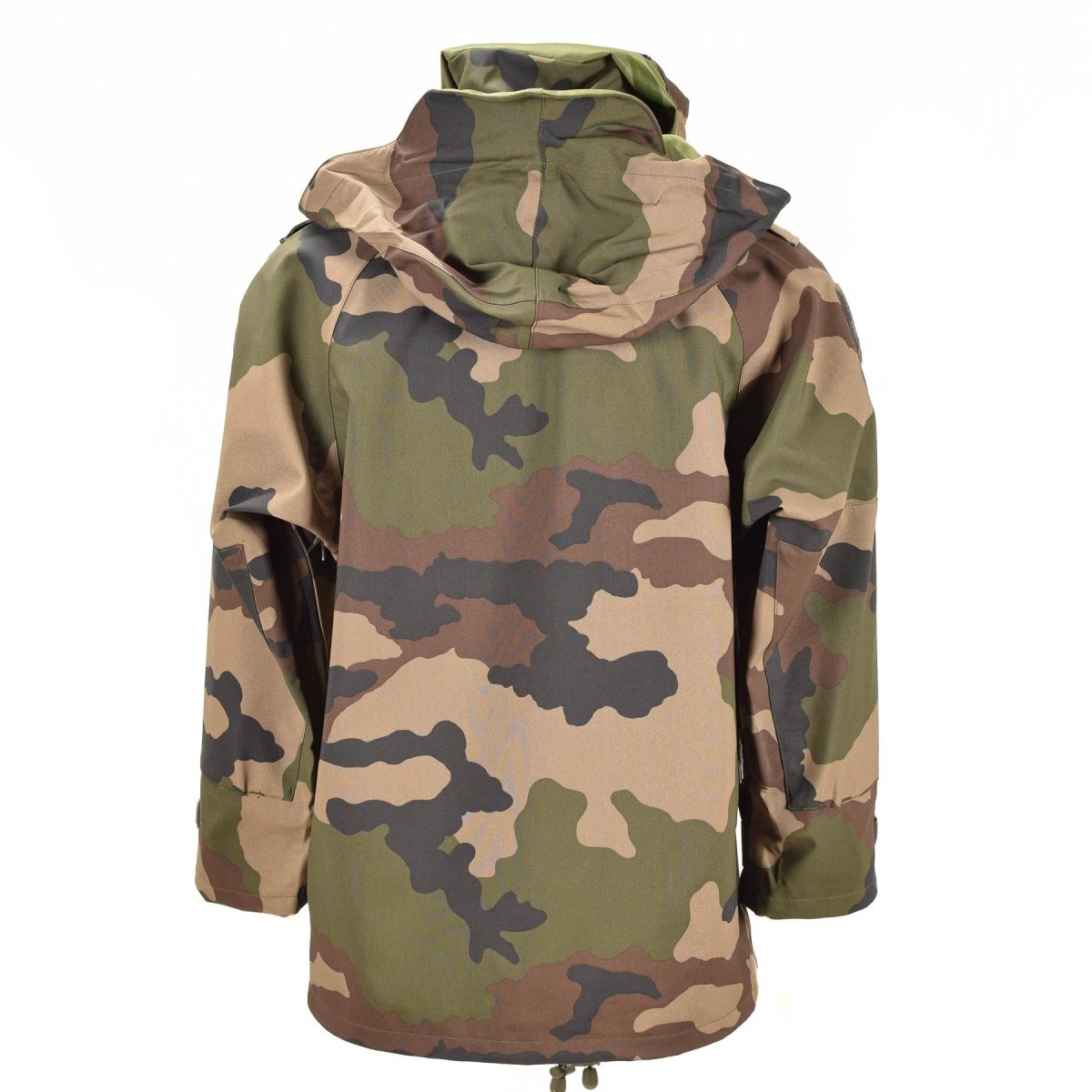Echte wasserdichte Trilaminatjacke der französischen Armee, Camouflage-Goretex-Regenparka mit Kapuze