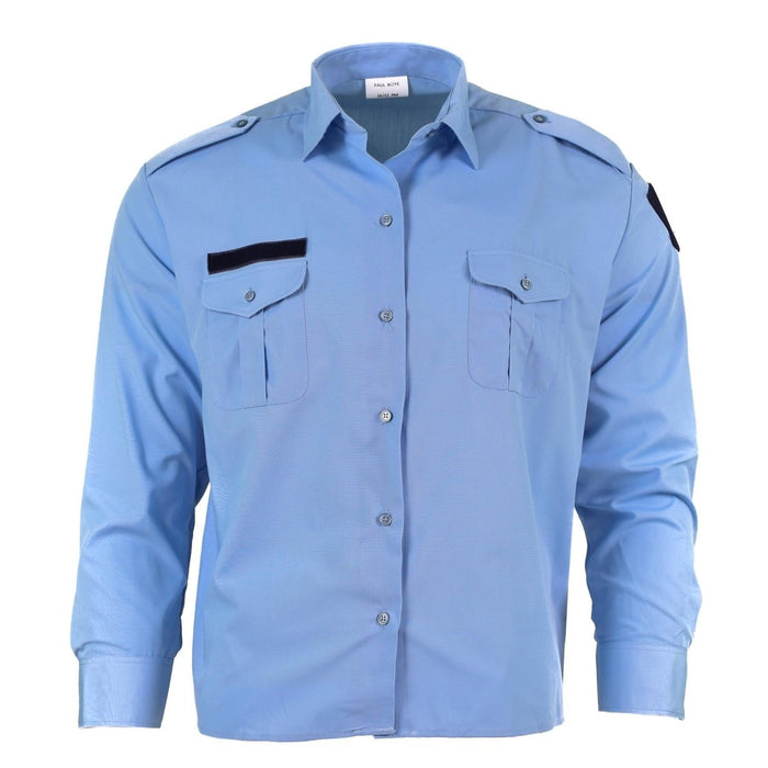 Original französisches Militärpolizei-Langarmhemd aus blauer Baumwolle, Gendarm, NEU – GoMilitar