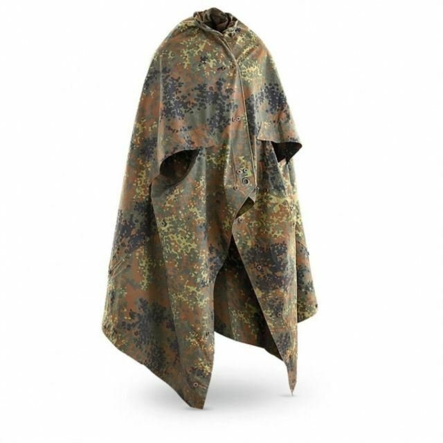 Genuine German army Shelter half tarpaulin fleckt. waterproof canvas tent poncho - GoMilitar