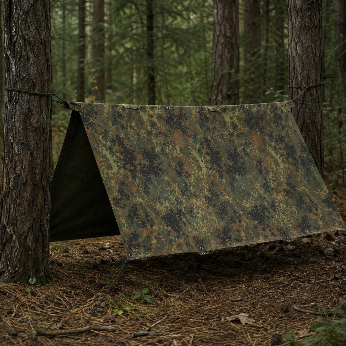 Original Bundeswehr Shelter Halbplane gefleckt. Wasserdichter Canvas Zeltponcho