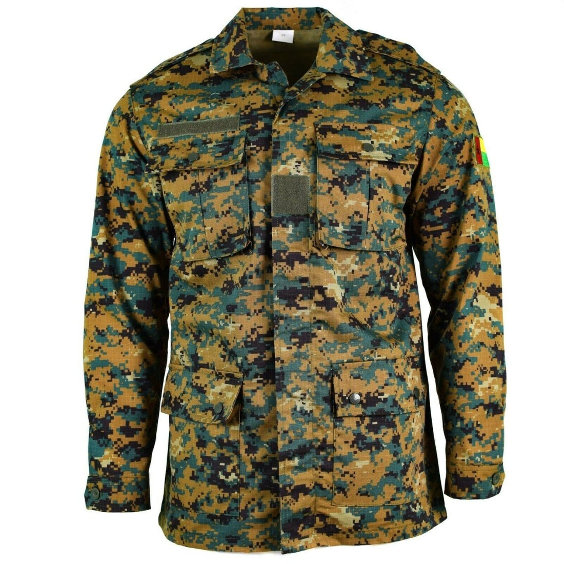 Echte Armeejacke aus Guinea-Bissau, RipStop, digitaler Savana-Tarnung, Militärausgabe, NEU