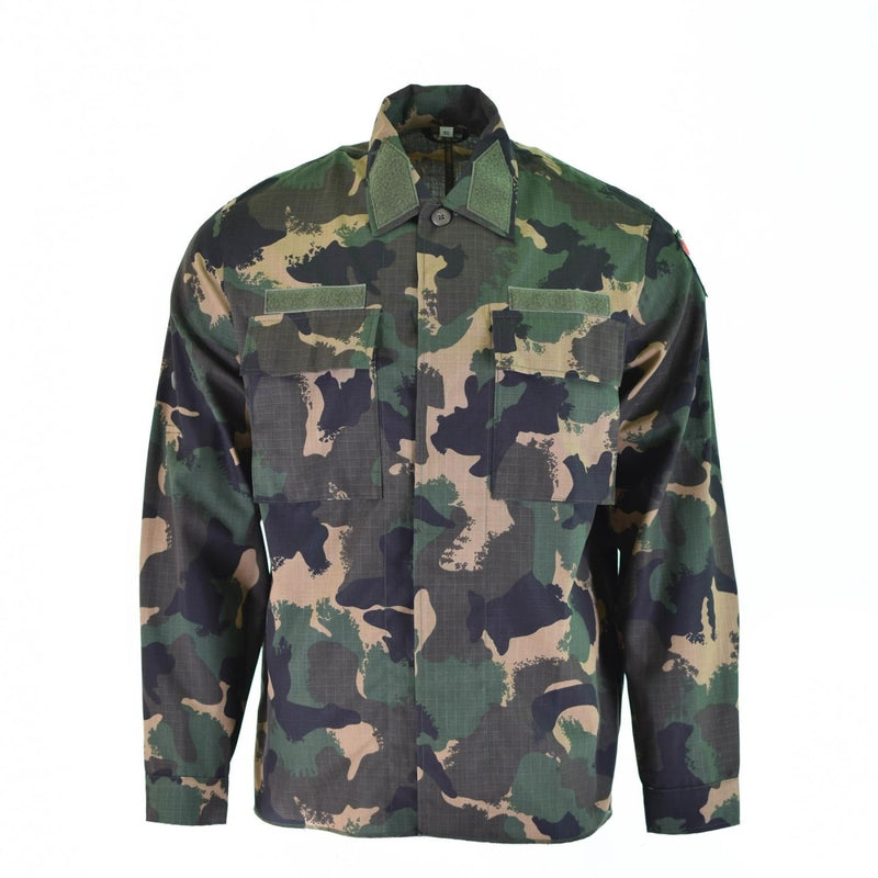 Hungarian Army M90 long sleeve camo shirt in 4-color ripstop fabric for rugged outdoor use and military reliability