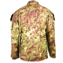 Back view of Genuine Italian Army Rip Stop Vegetato camo ACU jacket with multiple sleeve pockets and durable fabric