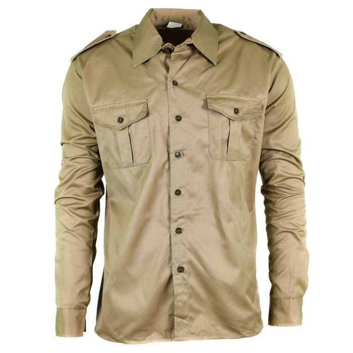Echtes italienisches Armeehemd Fatigue Surplus Chino Khaki Militär Langarm NEU – GoMilitar