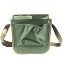 Vintage Polish army medic first aid shoulder bag in heavy-duty green canvas with divided interior compartments.