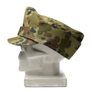 Romanian army field cap M93 with leaf camouflage pattern featuring an adjustable neck flap for sun protection.
