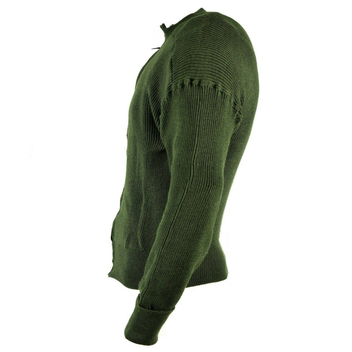 Echter schwedischer Militärpullover, grüner Wollpullover, durchgehender Reißverschluss, Strickjacke, NEU