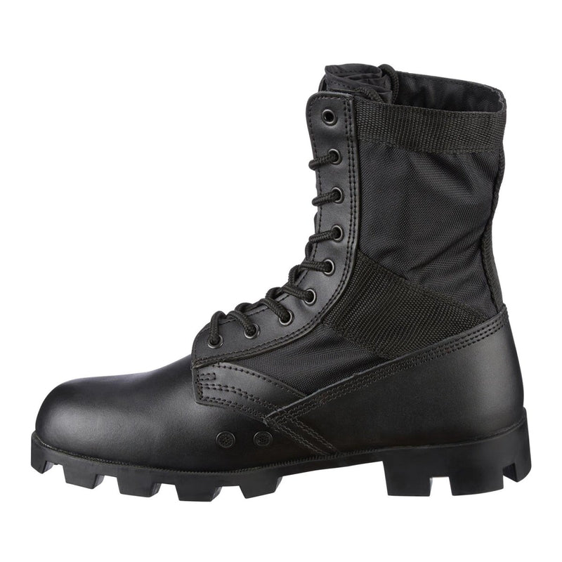 Genuine U.S. Army Jungle black leather PANAMA combat boot with durable nylon, reinforced toe, and rugged sole for traction.