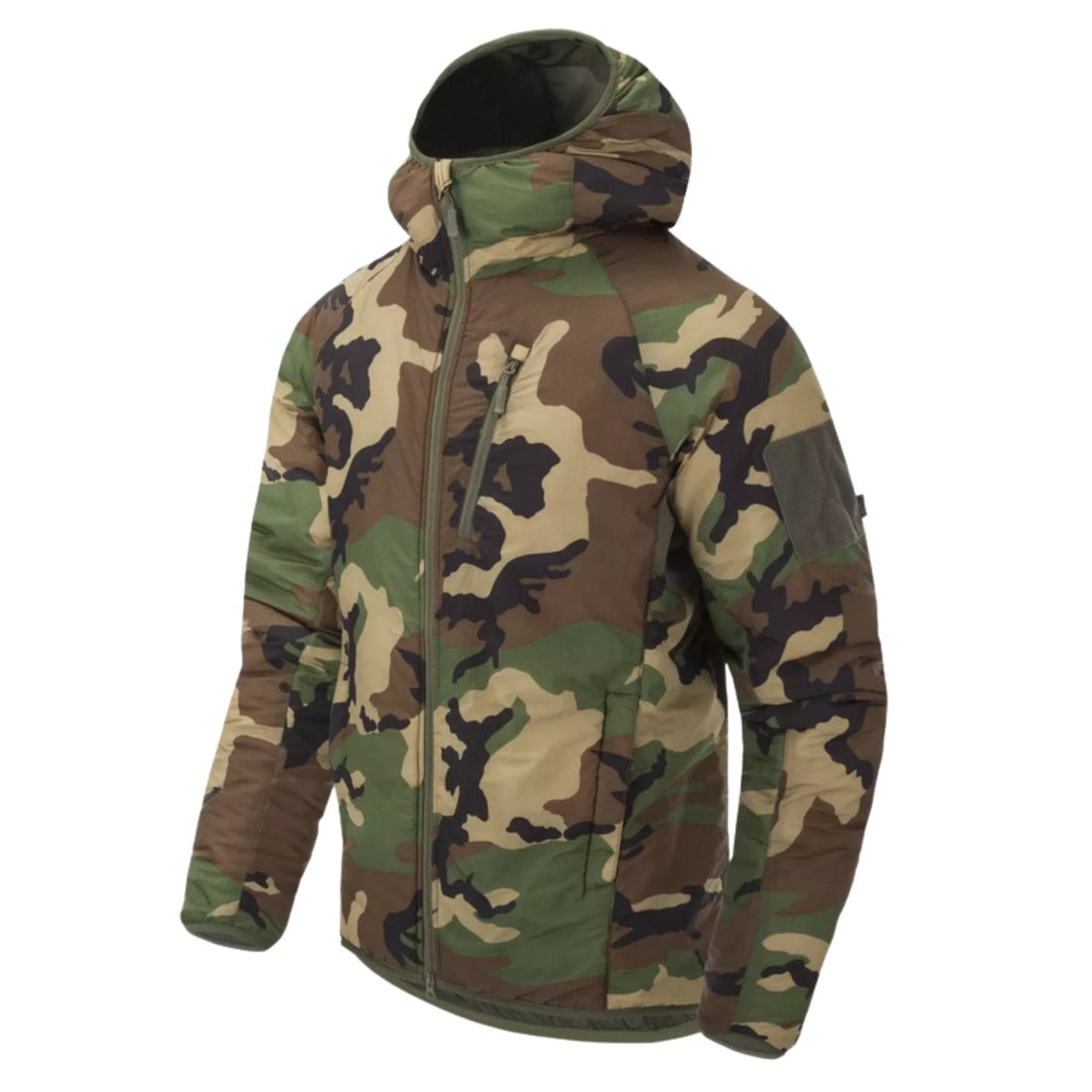 Helikon-Tex Wolfhound Kapuzenjacke, Nylon-Windpack, isoliert, Woodland Camo