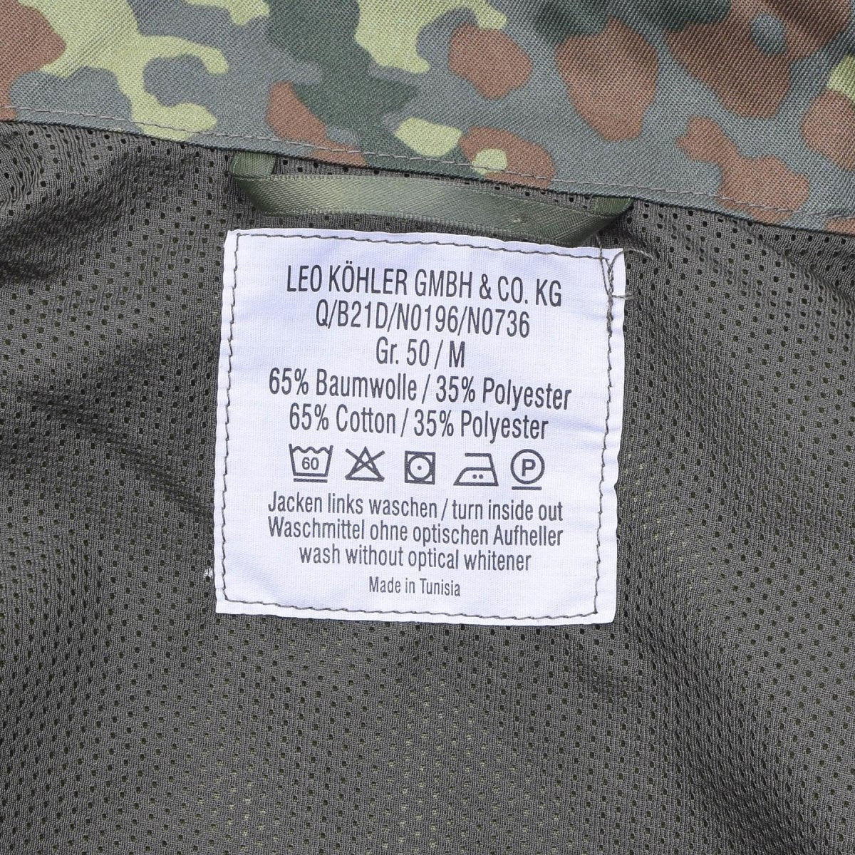 Leo Kohler Militärische Kampftaktikjacke, leichte Feldjacke in Flecktarn-Camouflage