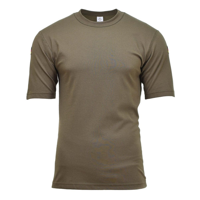 Leo Kohler taktisches Militär-Kurzarm-T-Shirt in tropischem Oliv, entworfen für Haltbarkeit und Komfort.