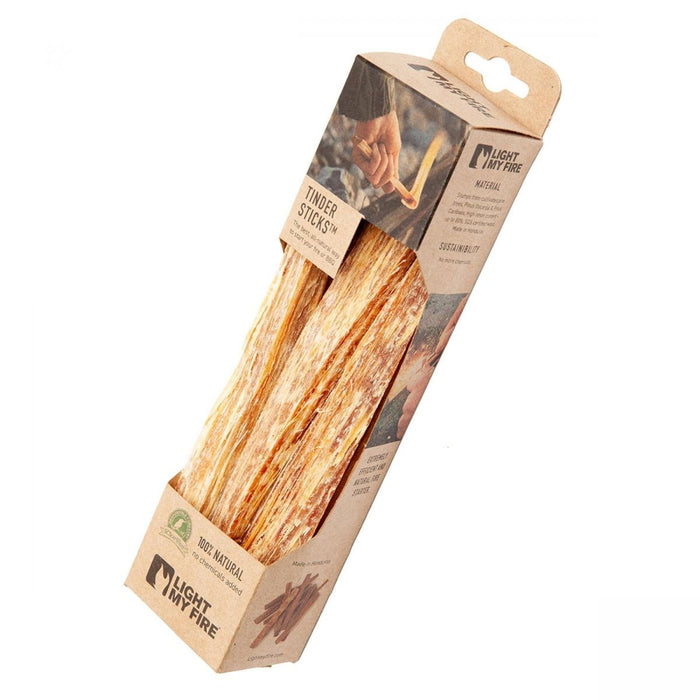 Light My Fire natural tinder sticks fire starter with high resin content for easy, chemical-free fire lighting outdoors.