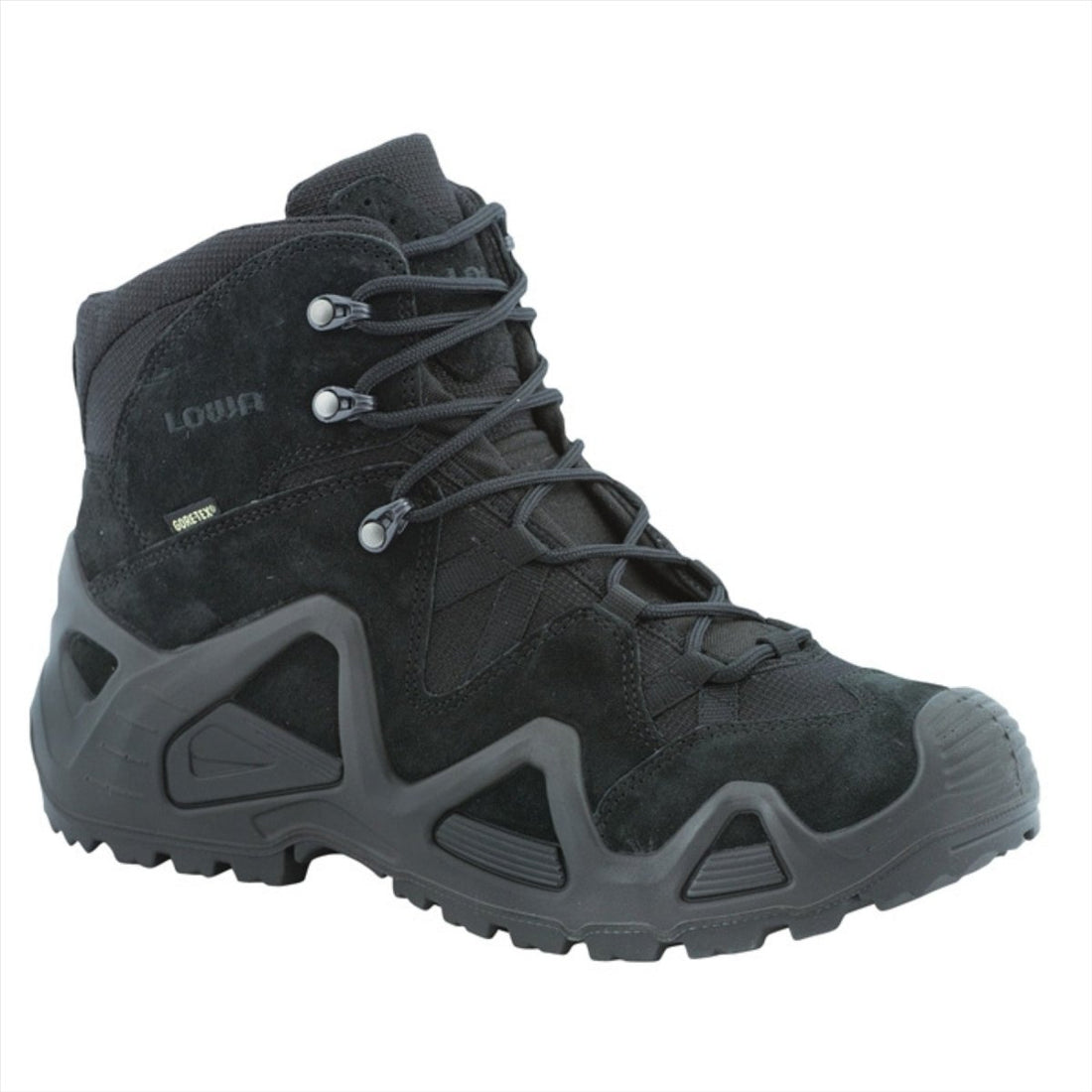 LOWA Zephyr GTX MID TF Taktische Kampfstiefel, wasserdicht, atmungsaktiv, Wildleder, Schwarz