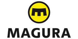 Magura logo with black bold letters and stylized yellow emblem above on a white background