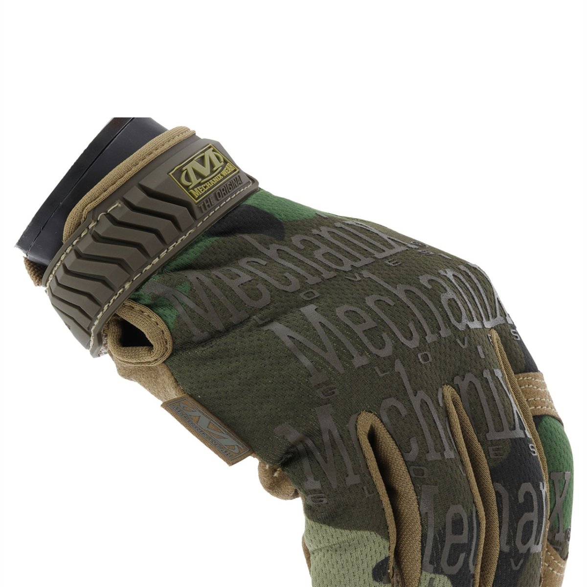 Mechanix Wear Taktische Handschuhe, atmungsaktive Lycra-Fingereinsätze, Woodland Camo