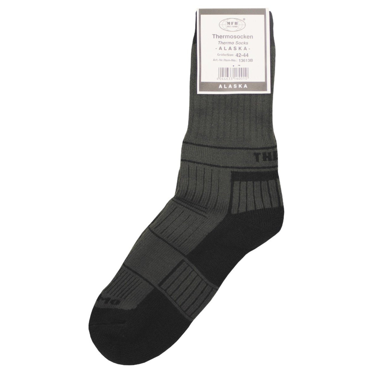 MFH Alaska Thermosocken, trockene Füße, gepolsterte Sohle, integrierte Fußgewölbeunterstützung, Oliv