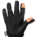 Black MFH tactical shooting glove with breathable fabric and fold-down thumb and index fingers for precision.