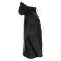 MFH Militärische schwarze taktische Fleecejacke mit Thermo-Kapuze und elastischem Saum NEU