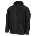 MFH Militärische schwarze taktische Fleecejacke mit Thermo-Kapuze und elastischem Saum NEU