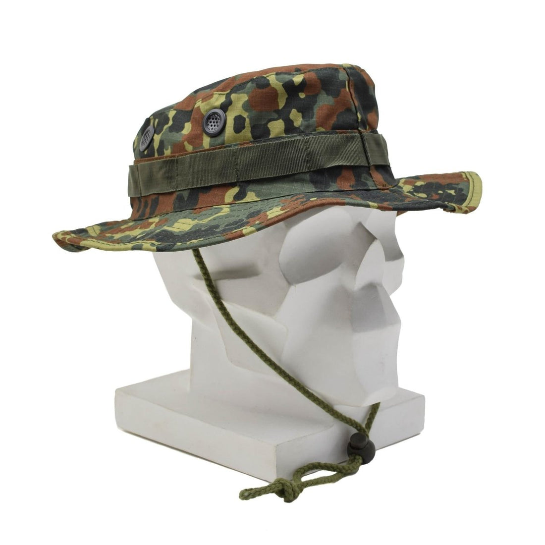 MFH Militärhut mit mehrfach gesteppter Krempe, umlaufenden Schlaufen, Flecktarn-Camouflage